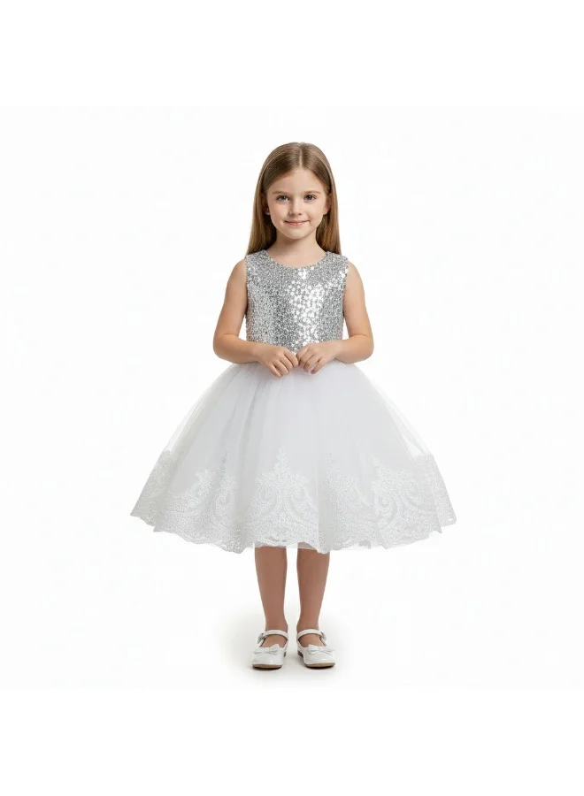 Bidani White Glitter Party Dress